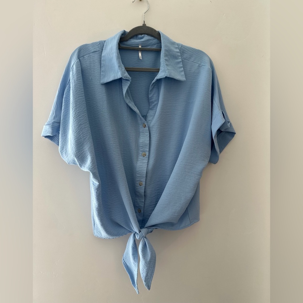 Light Blue Women's Button-Up Top